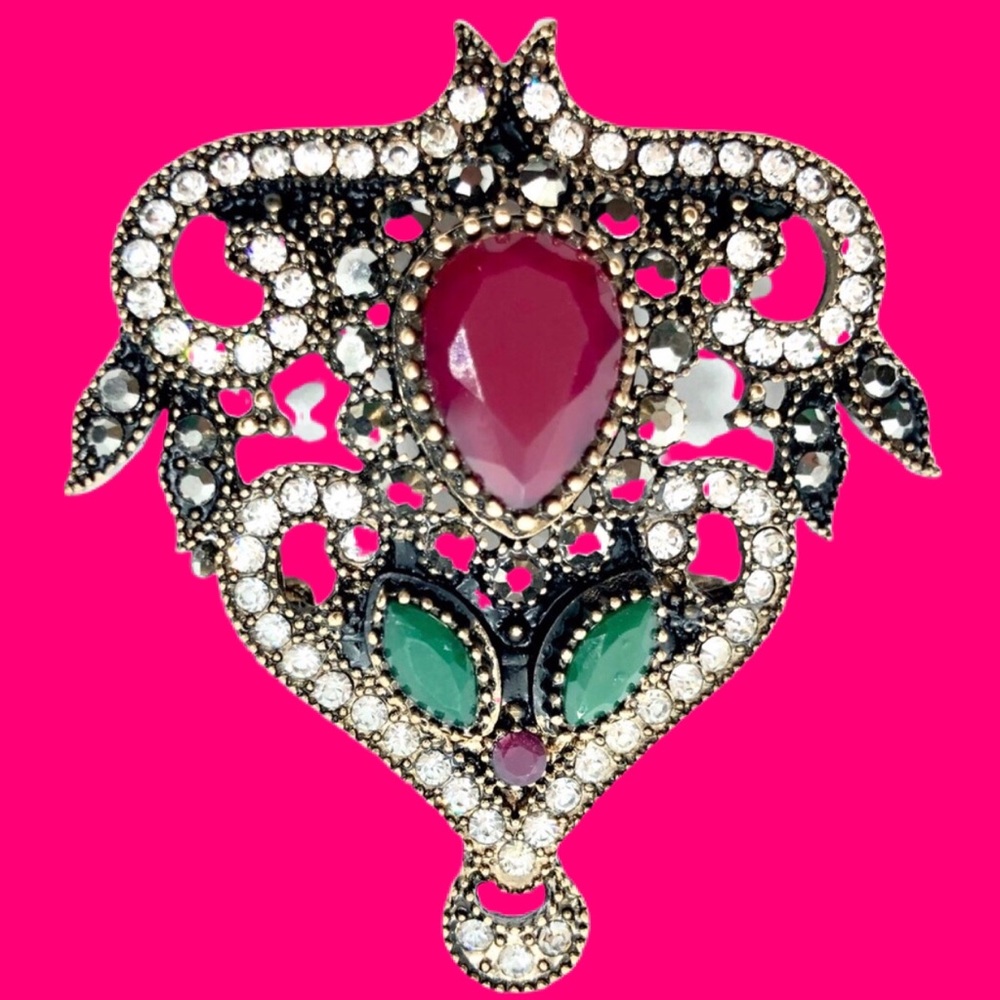 Turkish Old World Style Rhinestone Brooch Blucome